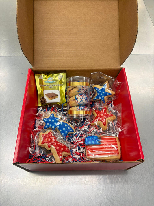 Patriotic Iced Shortbread Cookie Gift Box | Fourth of July Gift Box - GreenIsland Bakery