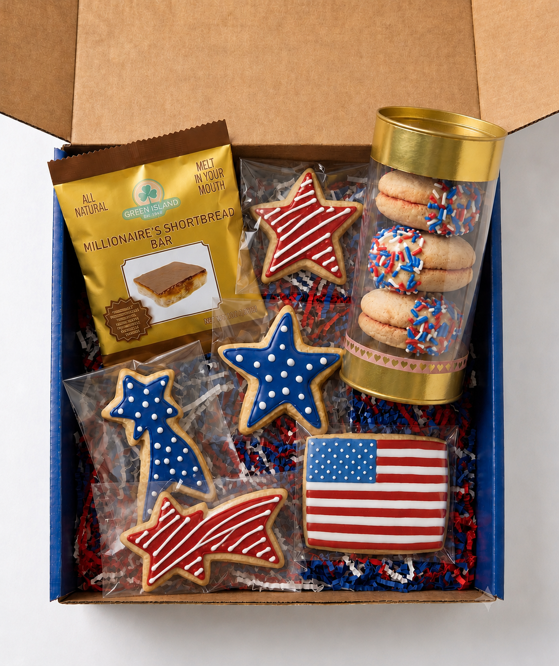 Patriotic Iced Shortbread Cookie Gift Box | Fourth of July Gift Box