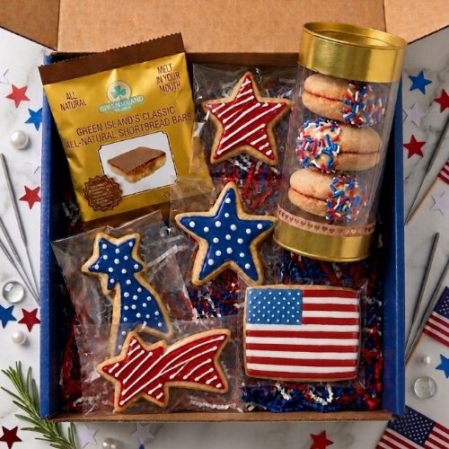 Patriotic Iced Shortbread Cookie Gift Box | Fourth of July Gift Box